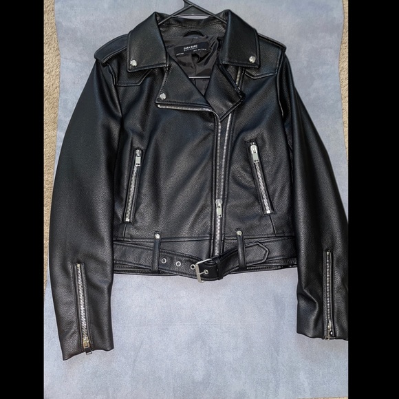Zara Basic black faux leather jacket - NWOT - Picture 3 of 5